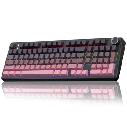 AULA F99 Pro Wireless Mechanical Keyboard with Knob,Tri-Mode BT5.0/USB-C/2.4GHz Hot Swappable Keyboard,Gasket Structure,Creamy Sound,RGB Backlit Computer Gaming Keyboards - color: Side Printed Pink