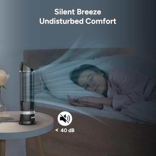 DR.PREPARE 16" Small Tower Fan, 3 Speeds with 60° Oscillating Fan, Bladeless Tabletop Fans for Indoors, Portable Personal Table Fans for Office, Desktop
