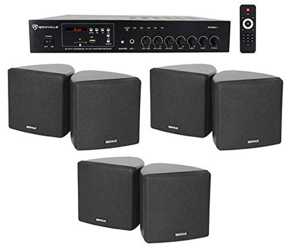 Rockville Commercial Audio Bundle 3.5" Swivel Wall Mount Speakers
