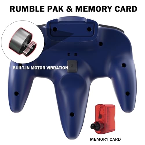 KIWITATA N64 Wireless Controller for Switch Games, 2.4GHZ Rechargeable N64 Remote Joystick Wireless Gamepad Controller Compatible with N64 System, Raspberry Pi, MAC,PC Windows 7,8,10,11 Clear Red - color: Clear red