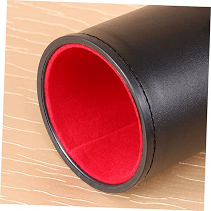 ibasenice 3pcs Dice Game Box Dice Cup Pu Leather Storage Cups Entertainment Games Toy - color: Black+redx3pcs, size: 8X9.2CMx3pcs