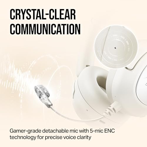 OXS Storm A2 Wireless Gaming Headset, Active Noise Cancellation, Over Ear Headphone with Mic, Bluetooth 5.4 & 2.4GHz Low Latency, Dual EQ Modes, 70H Playtime, for PC, Switch, PS4, PS5, Mobile, White - color: White