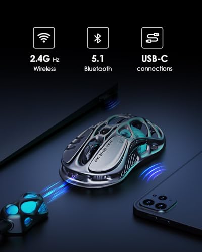 GravaStar Mercury M1 Pro Tri-Mode Wireless Gaming Mouse | Magnesium Alloy • Ergonomic Comfort • PAW3395 Sensor • 200H Battery • 5 Programmable Buttons - color: Gray