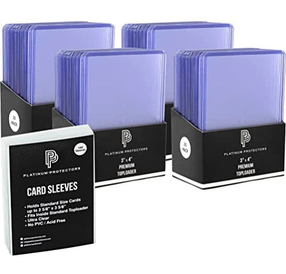 Platinum Protectors Premium Top Loaders (100 ct) and Ultra Clear Soft Penny Sleeves (100 ct) Bundle for Standard Trading Cards - size: 100 Toploaders + 100 Sleeves