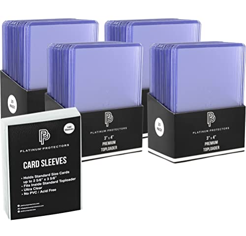 Platinum Protectors Premium Top Loaders (100 ct) and Ultra Clear Soft Penny Sleeves (100 ct) Bundle for Standard Trading Cards - size: 100 Toploaders + 100 Sleeves