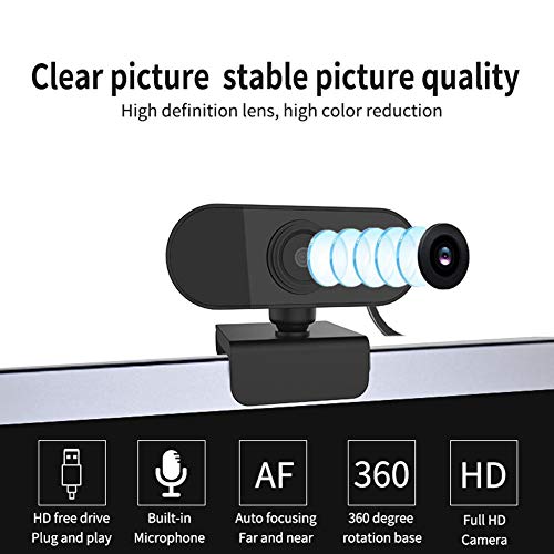 Full HD 1080P Webcam with Microphone Streaming Web Camera for Video Calling and Recording USB PC Camera Computer Camera for, Laptop & Desktop, Plug and Play, 360° Flexible