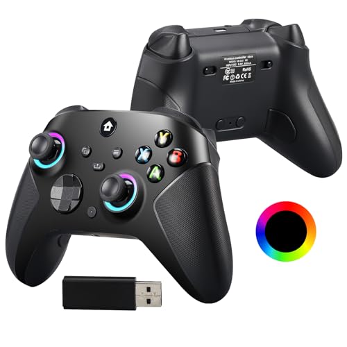 TECTINTER Wireless Controller for Xbox One Controller,2.4GHz Xbox One Controller Wireless with 8 Color RGB Light/Programmable/800mAh Battery,Compatible with XboxOn e,Xbox O ne S/X,XboxO ne Series X/S - color: Black
