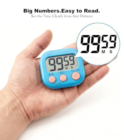 Digital Timer for Classroom Teachers Students, Magnetic Countdown Timer | Easy Timers for Kids Homework Study Kitchen Cooking Gym Game, 6 Pcs