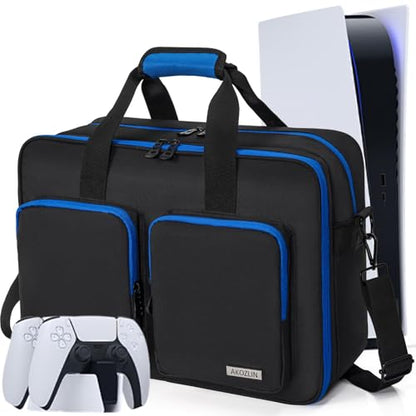 AKOZLIN Padded Carrying Travel Bag Compatible with PS5/PS5 Pro Console Compatible with Monitor,Headset,Game,Charger & Accessories Storage Case [Video Game] - style: For Ps5/Pro-black Blue