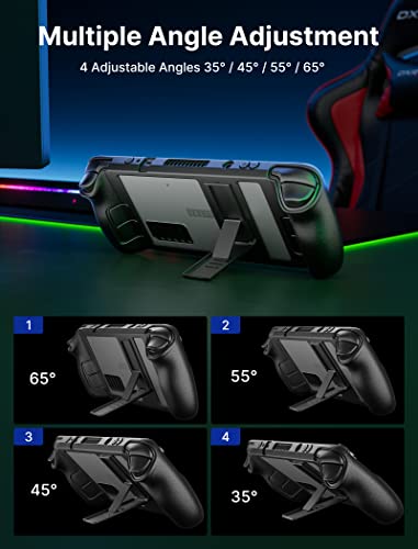 JSAUX PC0105 Steam Deck Case with Adjustable Angle Stand + 2-Pack Steam Deck Screen Protector