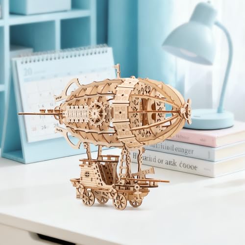 3D Wooden Airship Puzzle Building Model Kits | 160pcs , With Gears, Jigsaws for Adults - style: Airship
