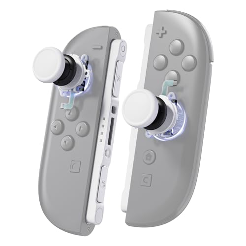 eXtremeRate Replacement 3D Joystick & Thumb Grips & Side Rail Shell Buttons for Nintendo Switch 2 JoyCon, Console Rail Stickers Controller Left Right Analog Stick Thumbsticks Caps for Switch 2 - White - color: White