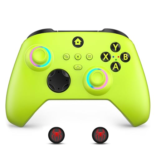 Moonag Wireless Controller for Xbox, Compatible with Xbox Series X/S/One/PC, With 2 Silicone Thumb Grips, Hall Effect Joysticks, 2.4GHz Wireless Adapter Gamepad with RGB Light, Dual Vibration, TURBO - color: Yellow