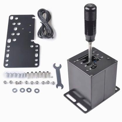 CNRAQR PC USB Simulator Shifter 6+R H Gear Shifter with Desk/Chair Mount Bracket Plate for Gear shift PC Windows Steering Compatible with LO GITECH G29/G27/G25/G920, T300RS/GT Wheel - color: 6R+Plate
