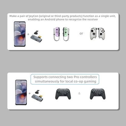 TEGRUP Joy-Con Unified Controller Receiver Kit – Supports Android Phones, Tablets & PCs. Includes Receiver Unit, USB-C Adapter & Dedicated Fast-Charging Port.