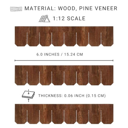 Miniature Roof Shingle Strips for 1:12 Scale Dollhouse Roofing | Set of 25 Strips, REDUCIO! - color: Brown Oak