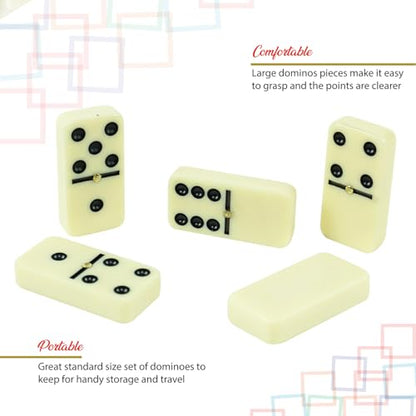ERLLE - Premium Double 6 Dominoes Set, Classic Domino Game with Leather Case, Domino Set for Adults & Kids, Durable, Travel-Friendly, and Easy to Read Tiles