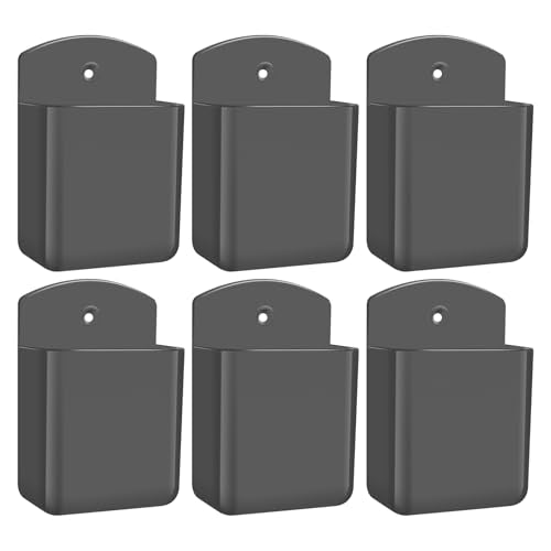 6 PCS Remote Control Holders Wall Mount, Self Adhesive TV Air Conditioner Remote Control Holder, Wall Mount Storage Box Organizer Wall Pen Holder Storage for Home Office School (Grey) - color: Grey