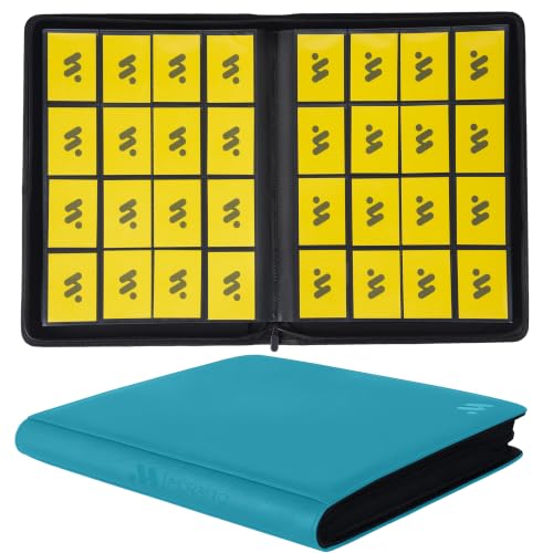 Premium 16 Pocket Trading Card Binder,Holds 1024 Standard-Size Card | for Game Cards/Sports Cards/TCG,16 Double Sided Pages,Water-Resistant Cover,Zipper Side Loading - color: Turquoise