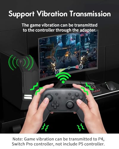 Bluetooth Adapter for PS4/PS5/Switch, Wireless Controller Adapter, Compatible with PS4, PS5, Switch, Windows PC, Android TV Box, Steam | Wireless Controller Adapter Compatible with PS4, PS5, Switch, Windows PC, Android TV Box & Steam