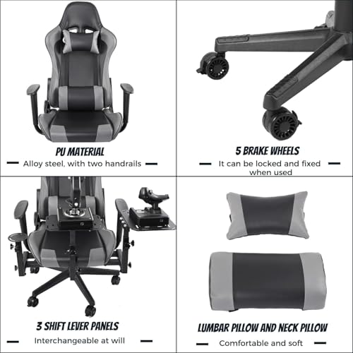 Gazzyt Removable Flight Simulator Cockpit with Gray Seat Fits for Logitech/Thrustmaster X52 X52PRO X56,Racing Wheel Hotas Warthog T16000M Not Included Pedals, Joystick and Throttle