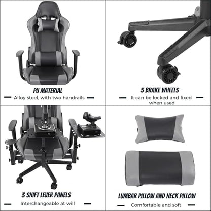 Gazzyt Removable Flight Simulator Cockpit with Gray Seat Fits for Logitech/Thrustmaster X52 X52PRO X56,Racing Wheel Hotas Warthog T16000M Not Included Pedals, Joystick and Throttle