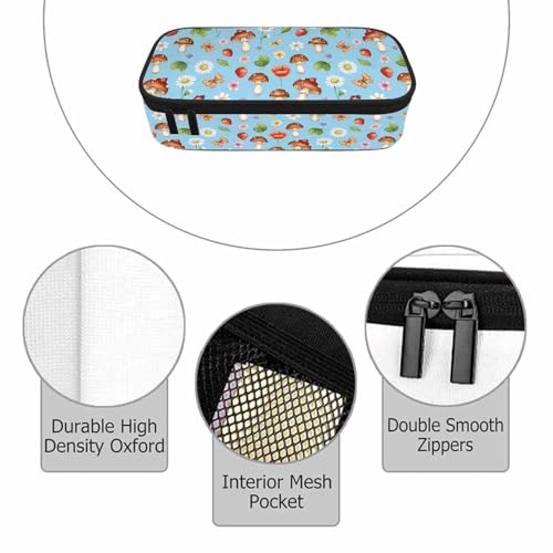 Mushrooms Pencil Case Organizer Butterfly Strawberry Summer Flowers Berries Stationery Box Makeup Colleague Office Supply for Adults Men Women - color: Mushrooms