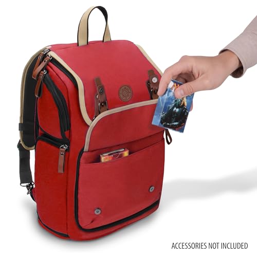 ENHANCE Designer Edition TCG Backpack - MTG Deck Bag Card Binder Space, TCG Deck Box Storage, MTG Playmat Holder - Card Storage Compatible with Magic the Gathering, Pokemon, Lorcana (Canvas Red) - color: Canvas Red