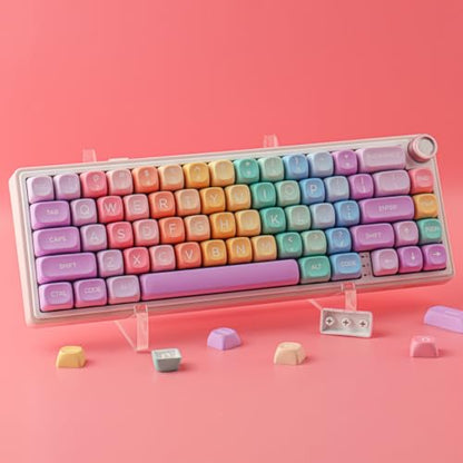 Tsungup MOA Profile Keycaps,PBT Cute Rainbow Candy Keycaps 126 Keys Dye-Sublimation Custom Keycap Set with Keycap Puller for Cherry Gateron MX Swithes Mechanical Keyboards - color: Rainbow Candy