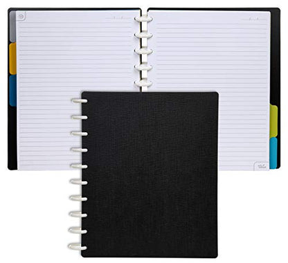 Talia Discbound Notebooks, Planner, Customizable, (Black, Midsize (7.5in x 9.75in)) - color: Black, size: Midsize (7.5in x 9.75in)