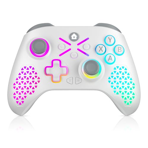 LENISUOLE for Xbox Controller, RGB Light, Macro & Turbo Function, Compatible with Xbox Series X|S, Xbox One & PC, Dual Vibration, 3.5mm Audio Jack, 2.4GHz Adapter - color: Soft White