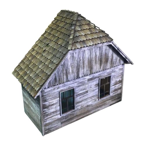 DYNWAVE 1/35 Scale Wooden House Building Model Kit, Unpainted DIY Architecture Model for Micro Landscape and Sand Table Layout