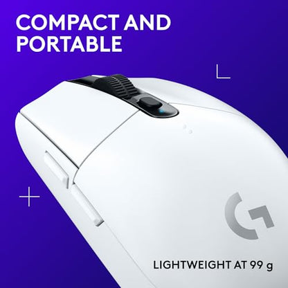 Logitech G305 Lightspeed Wireless Gaming Mouse - White | 12,000 DPI, Lightweight, 6 Programmable Buttons, 250h Battery, On-Board Memory, Compatible with PC and Mac - color: White, style: Classic