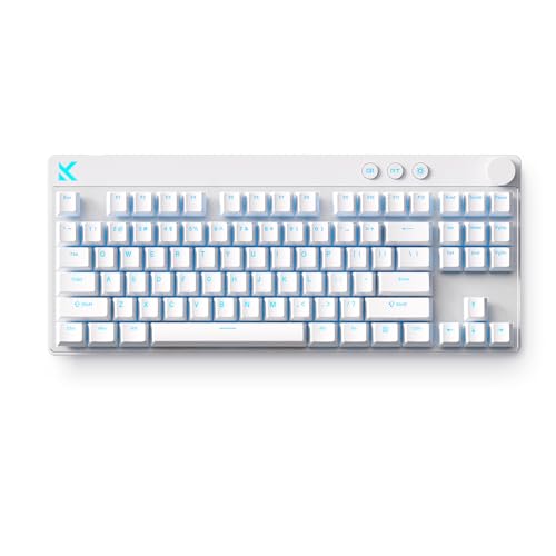 MCHOSE Mix 87 TKL Wired Gaming Keyboard Magnetic Switch Hall Effect Keyboards Rapid Trigger SOCD 8K Polling Rate Volume Knob Adjustable Actuation Point RGB Lighting HotSwap White Apollo Switch - color: White-Apollo TTC