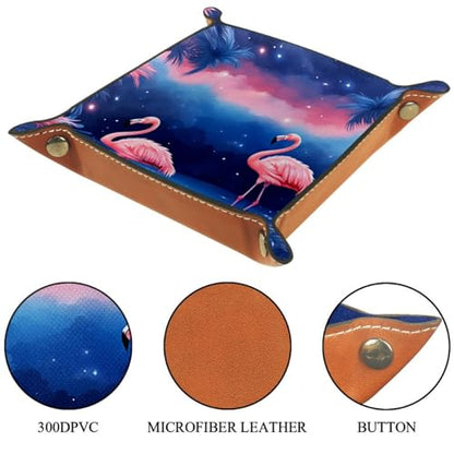 Starry Flamingo Dice Tray PU Leather Dice Rolling Tray Folding Dice Holder for Dice Games, Like RPG, DND and Other Table Games - color: Multi 6