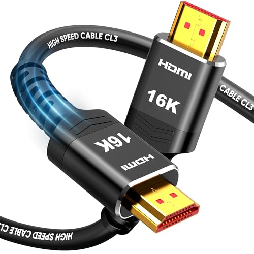 Highwings 16K 10K 8K HDMI Cable 6FT, 8K@120Hz 144Hz HDMI 2.2 Cord Ultra High Speed 96Gbps, Durable, Flexible, for Gaming Monitor, Game Console, Graphics Card, Streaming Media, TV, Ethernet, SoundBar - color: Black, size: 6 feet