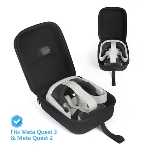 Carrying Case for Meta Quest 3S JSVER Hard Case for Quest 3S/ Quest 3/ Quest 2 VR Gaming Headset, Travel Storage Case for Oculus Quest 3 and Touch Controller Accessories (Not Fit for Elite Strap)