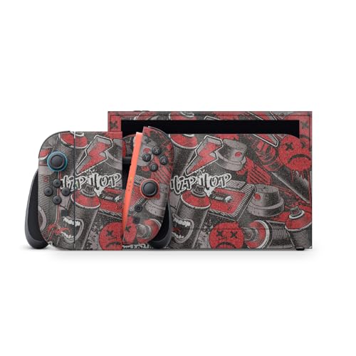 Glossy Glitter Gaming Skin Compatible with Nintendo Switch 2 Premium Kit - Red Hip Hop - Premium 3M Vinyl Protective Wrap Decal Cover - Easy to Apply | Crafted in The USA by MightySkins - color: Red Hip Hop, size: Switch 2 Premium Kit, style: Glossy Glitt