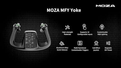 MOZA Flight Controls MFY YOKE Aircraft Simulator Stick for PC, black | 34 Configurable Inputs, Hall Effect Joystick, Customizable RGB Lighting, High-Strength Materials