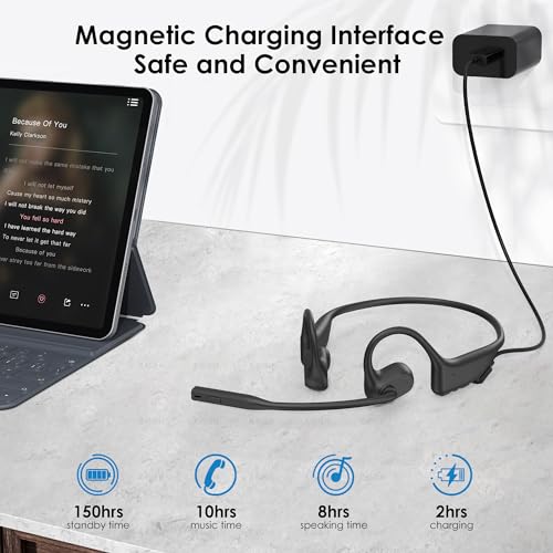 Gixxted Open Ear Headphones with Mic, Bluetooth Headset with Microphone, Dual Connect Bluetooth 5.3 with AI Noise Cancelling Mic & Mute Function, Wireless Headset for Work, Sports, Drive