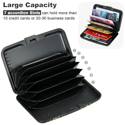 ELFISH Mini RFID Aluminum Wallet Credit Cards Holder Business Card Case Metal ID Case for Men Women(Black Leopard) - color: Black Leopard