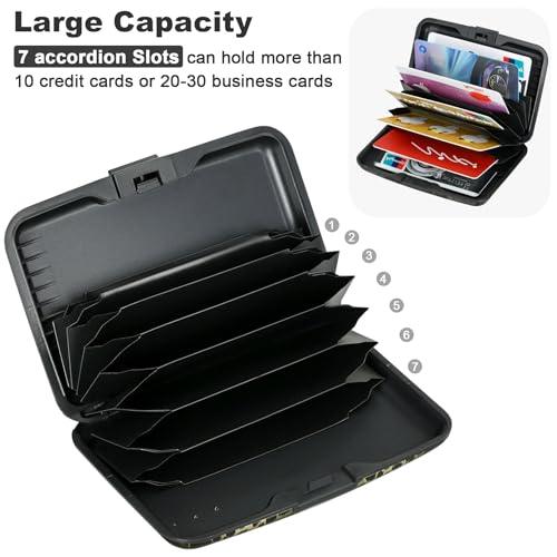Mini RFID Aluminum Wallet Credit Cards Holder Business Card Case Metal ID Case for Men Women(Black Leopard) - color: Black Leopard