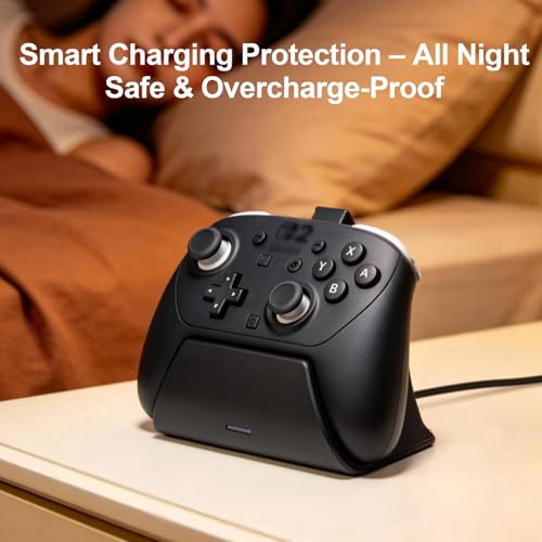 Charging Dock Station with Adapter for Nintendo Switch 2 Pro Controller, Charging Base Stand with Indicator Light Fast Charge & Overcharge Protection Charger Mount Support