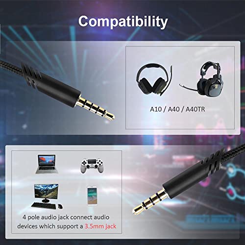 QJYTH Replacement A10 Inline Volume Audio Cable for Astro A10/A40 Headset | QJYTH Audio Cable for Astro A10/A40/A40TR Gaming Headset, Fit for PS5, PS4 Controller - style: Inline Volume Cable