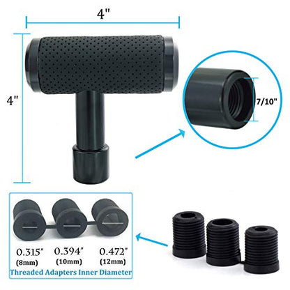 T Handle Shifter Car Knob, Joystick Style Alloy Cover with Leather Gear Stick Lever Shift Fit Most Automatic Manual Transmissions, Black - color: Black