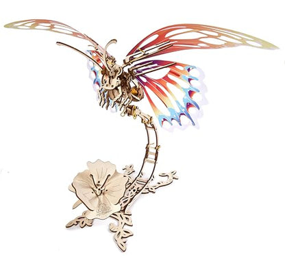 Ugears Wooden 3D Puzzles for Adults - Butterfly Puzzle Mechanical Model Kit - 3D Wood Puzzles Adult Automaton - Kinetic Sculpture Models for Adults to Build Butterfly Kit DIY Miniature Kit - 161 Pcs - style: Butterfly