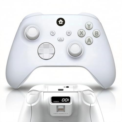 Elenai Wireless Gaming Controller Compatible with Xbox One X S, Xbox Series X S, PC, Android, Bluetooth Gamepad with 1400mAh Rechargeable Battery, LED Power Display, 3.5mm Audio Jack, Ergonomic Grip, White