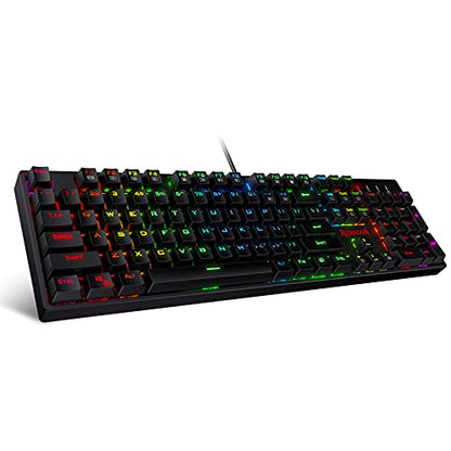 Redragon K582 Wired RGB Mechanical Gaming Keyboard, 104-Key Standard Layout | 16.8M Color Immersive eSports Lighting Vibe, N-Key Rollover for Accurate Combos, 50M-Keystroke Durability, Customize Software - color: Black