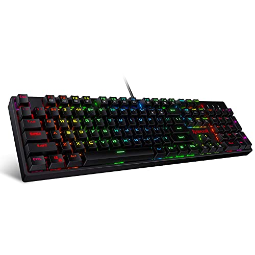 Redragon K582 Wired RGB Mechanical Gaming Keyboard, 104-Key Standard Layout | 16.8M Color Immersive eSports Lighting Vibe, N-Key Rollover for Accurate Combos, 50M-Keystroke Durability, Customize Software - color: Black