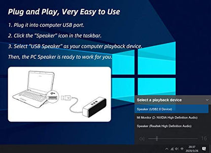 LIELONGREN [Newer] USB Computer Speaker for Desktop, Laptop Speaker, PC Speaker, Small Computer Soundbar with Hi-Quality Sound, Loud Control Volume, Rich Bass